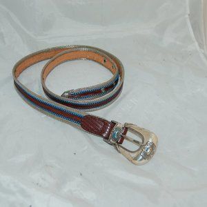 Silver Plated Stainless Steel & Leather Belt 39"